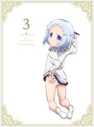  blue_eyes blue_hair dress female lowres official_art ore_ga_ojou-sama_gakkou_ni_&quot;shomin_sample&quot;_toshite_rachirareta_ken panties pantyshot school_uniform shiodome_hakua solo underwear white_background white_dress white_hair 