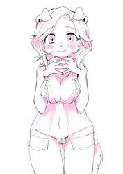  anthro babydoll bra breasts canid canine cleavage clothed clothing crotchless_clothing crotchless_panties crotchless_underwear eyewear female hair ineffective_clothing kemono lingerie looking_at_viewer mammal nightgown nipples open_nipple_bra panties shirt simple_background smile solo tanu-tan thigh_gap topwear underwear white_background 