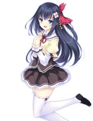  ensemble_(company) mutou_kurihito otome_ga_musubu_tsukiyo_no_kirameki otome_ga_musubu_tsukiyo_no_kirameki_fullmoon_days seifuku shijou_ran skirt_lift thighhighs 