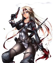  artist_request breasts bullets character_request female female large_breasts leotard lilith-soft long_hair looking_at_viewer nipples solo taimanin_asagi taimanin_asagi_battle_arena very_long_hair weapon 