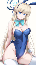  alternate_breast_size animal_ears bad_id bad_twitter_id bare_shoulders blonde_hair blue_archive blue_bow blue_eyes blue_hairband blue_halo blue_leotard blue_nails bow bowtie braid breasts cleavage detached_collar earrings fake_animal_ears female groin hairband half_up_braid halo headset highleg highleg_leotard highres ibara_azuki jewelry large_breasts leotard long_hair microphone official_alternate_costume official_alternate_hairstyle piercing playboy_bunny rabbit_ears sitting skindentation solo strapless strapless_leotard stud_earrings thighhighs thighs toki_(blue_archive) toki_(bunny)_(blue_archive) very_long_hair white_thighhighs wide_hips wrist_cuffs 