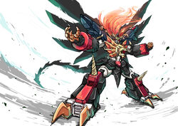  clenched_hand floating_hair genesic_gaogaigar highres mecha no_humans north_abyssor open_hand open_hands orange_hair red_eyes robot science_fiction super_robot v-fin yuusha_ou_gaogaigar yuusha_ou_gaogaigar_final yuusha_series 