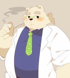  0119_muu 2021 anthro bear belly big_belly blush clothing eyewear fur glasses humanoid_hands kemono leib_(tas) lifewonders male mammal necktie overweight overweight_anthro overweight_male polar_bear shirt solo tokyo_afterschool_summoners topwear ursine white_body white_fur 