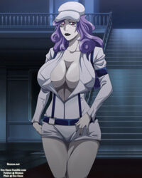  bleach bleach:_the_thousand-year_blood_war ero-enzo female hikifune_kirio huge_breasts lipstick presenting purple_hair thick_thighs uniform voluptuous wide_hips 