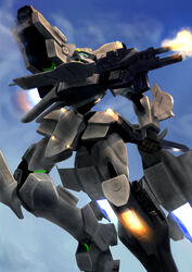  assault_visor f-15_actv_active_eagle flying gun highres hiwa_industry holding holding_gun holding_weapon looking_to_the_side mecha muv-luv muv-luv_alternative muv-luv_total_eclipse no_humans robot science_fiction sky solo tactical_surface_fighter thrusters weapon 