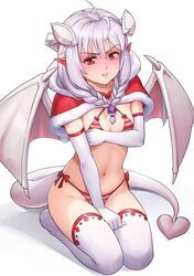  :t bikini braid breasts capelet christmas commentary covering_breasts covering_privates demon_girl demon_horns demon_tail demon_wings elbow_gloves english_commentary female full_body fur-trimmed_capelet fur_trim gloves horns lilim_(monster_girl_encyclopedia) long_sleeves looking_at_viewer maritan_(pixelmaritan) monster_girl_encyclopedia navel no_shoes original pointy_ears pout red_bikini red_capelet red_eyes runa_(maritan) seiza side-tie_bikini_bottom simple_background sitting small_breasts solo striped_bikini striped_clothes swimsuit tail thighhighs twin_braids v-shaped_eyebrows white_gloves white_hair white_thighhighs wings 