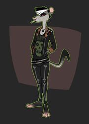  alternative_fashion anthro australian_possum band_merch band_shirt barefoot black_body black_fur bottomwear bullet_belt cadaverrdog cigarette clothing denim denim_bottomwear denim_clothing ear_piercing ear_ring eye_spots feet fur grey_body grey_fur hair half-closed_eyes hand_in_pocket hi_res izzy_(cadaverrdog) jacket jeans jewelry leather leather_clothing leather_jacket leather_topwear lips male mammal marsupial misfits_(band) multicolored_hair narrowed_eyes necklace pants petaurid piercing pockets punk red_sclera ring_piercing shirt smoking smoking_tobacco solo sugar_glider t-shirt thick_bottom_lip topwear two_tone_hair 