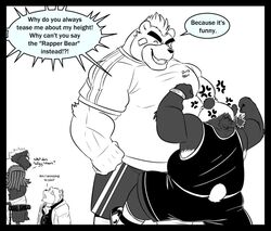  alp_(tas) anthro ashigara_(tas) barguest_(tas) bear cuff_(restraint) deadanthro english_text giant_panda group handcuffs jambavan_(tas) lifewonders male mammal metal_cuffs mohawk musclegut muscular muscular_male overweight overweight_male restraints scar shackles short text tokyo_afterschool_summoners 