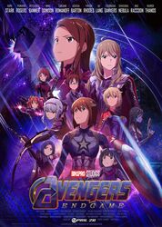  6+girls ahoge akizuki_ritsuko animal_ears annotated ant-man ant-man_(cosplay) armor avengers:_endgame avengers_(series) baton_(weapon) bin1production black_widow black_widow_(cosplay) blonde_hair blue_bodysuit bodysuit bow_(weapon) brown_eyes brown_hair bruce_banner bruce_banner_(cosplay) cape captain_america captain_america_(cosplay) captain_marvel captain_marvel_(cosplay) character_name closed_mouth commentary cosplay cover dated dress_shirt fake_cover formal frown glasses green_eyes hagiwara_yukiho hair_bun hair_ornament hairclip hawkeye_(marvel) hawkeye_(marvel)_(cosplay) helmet heterochromia hidaka_ai highres holding holding_bow_(weapon) holding_weapon hoshii_miki ibuki_tsubasa idolmaster idolmaster_(classic) idolmaster_million_live! iron_man iron_man_(cosplay) jacket kuroi_takao logo_parody long_hair long_sleeves looking_to_the_side marvel marvel_cinematic_universe messy_hair minase_iori miura_azusa movie_poster multicolored_bodysuit multicolored_clothes multiple_girls nakatani_iku nebula_(gotg) nebula_(gotg)_(cosplay) parody poster_(medium) poster_parody raccoon_ears red_bodysuit red_cape red_eyes rocket_raccoon rocket_raccoon_(cosplay) shijou_takane shirt short_hair single_hair_bun smile standing star_(symbol) starry_background suit swept_bangs taku1122 thanos thanos_(cosplay) thor_(marvel) thor_(marvel)_(cosplay) title_parody twintails war_machine war_machine_(cosplay) weapon 