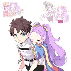  ... 1boy 4girls :&gt; :d :o @_@ ^^^ animal_ears azu_(kirara310) bare_arms bare_shoulders belt belt_buckle bike_shorts black_belt black_pants black_shorts blue_eyes breasts brown_hair brown_headwear buckle carrying chaldea_uniform chinese_clothes cleavage cleopatra_(fate) closed_eyes commentary_request cosplay crest dress family_crest fate/grand_order fate_(series) forehead fujimaru_ritsuka_(male) green_eyes green_hair guitar hair_bun hair_ornament hair_scrunchie hair_up hairband hands_on_own_hips hanfu hat high_ponytail holding holding_instrument instrument jackal_ears jacket koha-ace long_hair long_sleeves medium_breasts medjed_(fate) medjed_(fate)_(cosplay) multiple_girls navel nitocris_(fate) oda_nobunaga_(fate) oda_nobunaga_(koha-ace) oda_uri oerba_yun_fang open_clothes open_mouth pants parted_bangs parted_lips peaked_cap piggyback pink_dress pink_sports_bra ponytail purple_eyes purple_hair red_shirt scrunchie shirt short_shorts shorts sidelocks signature simple_background single_hair_bun sleeves_past_wrists small_breasts smile sparkle spoken_ellipsis sports_bra thumbs_up triangle_mouth twintails underwear uniform v-shaped_eyebrows very_long_hair white_background white_jacket wide_sleeves wu_zetian_(fate) wu_zetian_(first_ascension)_(fate) yellow_hairband yellow_scrunchie 