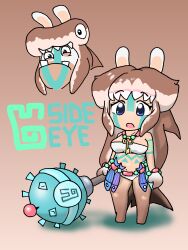  2018 3:4 absurd_res alternate_species ambiguous_feral ambiguous_gender anthro aquatic beaded_belt beaded_bracelet beaded_jewelry beads belt black_eyes blue_eyes bodypaint bracelet breasts brown_background brown_body brown_hair brown_skin buckteeth_(lower_incisors) character_name charisuke closed_frown clothed clothed_female clothed_humanoid clothing colored crossover digital_drawing_(artwork) digital_media_(artwork) duo english_text eyebrow_through_hair eyebrows eyelashes face_paint fangs featureless_legs female female_humanoid feral fin fish frown fully_clothed fully_clothed_female fully_clothed_humanoid fur gradient_background ground_shark hair hammerhead_shark hi_res holding_mace humanoid humanoidized japanese_description jewelry kemono_friends key key_necklace lagomorph lidded_eyes light lighting long_ears long_hair male male_anthro mammal mario_bros mario_plus_rabbids_kingdom_battle medium_breasts midriff mitten_hands mouth_closed multicolored_body multicolored_hair navel necklace nintendo no_pupils noseless open_mouth pink_mouth rabbid rabbid_humanoid raving_rabbids rayman_(series) right-handed shaded shark side_eye_(mario_plus_rabbids) simple_background standing tan_body tan_eyelids tan_hair tan_inner_ear tan_skin teeth text thin_eyebrows topwear translucent translucent_hair ubisoft underwear white_body white_clothing white_ears white_fur white_topwear white_underwear 