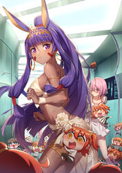  animal_ears chibi cleavage fate/grand_order female_protagonist_(fate/grand_order) fujimaru_ritsuka garter mash_kyrielight nitocris_(fate/grand_order) tagme 