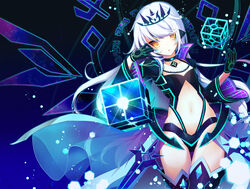  alternate_costume alternate_universe bad_end bad_id bad_pixiv_id black_footwear black_gloves black_panties boots breasts cleavage collarbone corruption cowboy_shot diadem elsword eve_(elsword) female floating_hair gloves highres icedango_(dpopic3) long_hair looking_at_viewer midriff navel panties photoshop_(medium) showgirl_skirt small_breasts solo standing stomach swept_bangs thigh_boots thighhighs underwear very_long_hair white_hair yellow_eyes 