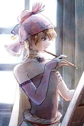  art_brush bad_id bad_pixiv_id blonde_hair choker closed_mouth female final_fantasy final_fantasy_vi hat highres komugiko_no_mori paintbrush relm_arrowny solo 