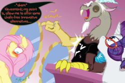  2019 3:2 blue_eyes blush cat_eye_glasses chimera closed_eyes discord_(mlp) draconequus english_text equid equine eyewear female fluttershy_(mlp) friendship_is_magic frist44 glasses group hasbro horn horse inside male mammal mirror my_little_pony mythological_creature mythological_equine mythology pony quadruped rarity_(mlp) sound_effects speech_bubble surprise text unicorn 