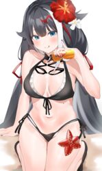  :q azur_lane bad_id bad_pixiv_id bare_arms bare_shoulders beer_can bikini black_bikini black_hair black_nails blue_eyes breasts can deutschland_(azur_lane) deutschland_(service_time?!)_(azur_lane) drink_can female flower front-tie_bikini_top front-tie_top hair_flower hair_ornament halterneck highres holding large_breasts long_hair looking_at_viewer multicolored_hair nail_polish navel official_alternate_costume pinky_out pouring pouring_onto_self red_flower red_hair shoes side-tie_bikini_bottom smile solo starfish streaked_hair swimsuit thighs tongue tongue_out very_long_hair white_flower white_hair yuuko_(030_yuko) 