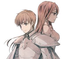  1boy altena_(fire_emblem) armor brother_and_sister cape commentary_request female fire_emblem fire_emblem:_genealogy_of_the_holy_war fire_emblem:_thracia_776 headband hira_(otemoto84) leif_(fire_emblem) long_hair siblings smile 