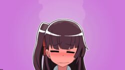  animated animated blush closed_eyes closed_mouth embarrassed exteel_(njm0125) female full-face_blush girls&#039;_frontline long_hair looking_at_viewer mikakunin_de_shinkoukei one_side_up parody purple_background purple_eyes purple_hair solo steam wa2000_(girls&#039;_frontline) zentaiteki_ni_sensation 