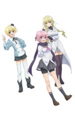  1boy 2girls :3 arm_behind_back arm_under_breasts bike_shorts black_footwear black_gloves black_headwear black_legwear black_ribbon blonde_hair blue_eyes blue_ribbon blunt_bangs boots breast_hold breasts brown_footwear buttons cardigan choujin_koukousei-tachi_wa_isekai_demo_yoyuu_de_ikinuku_you_desu! closed_mouth coat double-breasted drill_hair fingerless_gloves floral_print from_side full_body gloves green_hair green_ribbons grey_sailor_collar grey_skirt hair_between_eyes hair_ornament hair_over_shoulder hair_ribbon half_updo hand_on_own_hip hand_up happy hat hat_ribbon highres index_finger_raised kanzaki_keine lace lace-trimmed_legwear lace_trim large_breasts legs_apart legs_together light_smile loafers long_hair long_sleeves looking_at_viewer low_twintails medium_breasts mini_hat mini_top_hat miniskirt multiple_girls neckerchief official_art open_mouth petticoat pink_hair pink_neckerchief pleated_skirt prince_akatsuki purple_eyes purple_legwear purple_scarf ribbon rose_print sailor_collar sarutobi_shinobu scarf school_uniform serafuku shoes short_hair short_shorts shorts shorts_under_skirt sidelocks skirt sleeves_past_wrists smile socks standing star_(symbol) thighhighs top_hat transparent_background turtleneck twintails waving white_coat white_legwear wide_sleeves wing_collar yano_akane zettai_ryouiki 