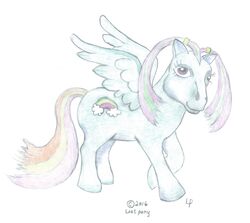  2016 absurd_res ambiguous_gender cutie_mark english_text equid equine feathered_wings feathers friendship_is_magic g1_rainbow_dash hasbro hi_res lostpony mammal mlp_g1 mlp_g3 my_little_pony mythological_creature mythological_equine mythology pegasus pre-g4 rainbow_dash_(g3) rainbow_dash_(mlp) simple_background solo soul_devouring_eyes text traditional_media_(artwork) twintails white_background why wings 