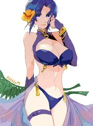  bare_shoulders bikini blue_bikini breasts cleavage female fire_emblem fire_emblem:_the_blazing_blade fire_emblem_heroes large_breasts looking_at_viewer official_alternate_costume purple_eyes purple_hair sidelocks solo swimsuit touji_22 upper_body ursula_(fire_emblem) ursula_(summer)_(fire_emblem) 