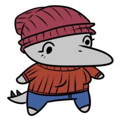  1:1 alpha_channel anthro beanie breasts cavemanon_studios chibi clothed clothing colored dinosaur erin_(snoot_game) extinct female hat headgear headwear nrool prehistoric_species reptile scalie simple_background snoot_game solo spiked_tail spikes spikes_(anatomy) tail transparent_background 