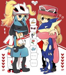  greninja gym_leader koruni_(pokemon) lucario pokemon pokemon_(game) pokemon_xy serena_(pokemon) two_side_up 