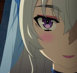  eyebrows face female hitsugi_no_chaika layla_(hitsugi_no_chaika) lipstick long_hair makeup purple_eyes screencap silver_hair violet_eyes 