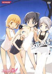  4girls :d ;o beach between_breasts black_hair black_one-piece_swimsuit blue_eyes blush breasts brown_eyes brown_hair clenched_hand closed_mouth collarbone company_name copyright_name cover day dvd_cover elise_von_dietrich english_text eyebrows girl_sandwich grey_eyes grey_hair groin hair_between_eyes hairband halterneck hand_on_another&#039;s_shoulder head_between_breasts high_ponytail highres ichijou_eika leaning_forward logo long_hair looking_at_another looking_at_viewer low_twintails medium_breasts multiple_girls nose_blush oerba_yun_fang official_art one-piece_swimsuit one_eye_closed open_mouth outdoors sakurano_otoha sandwiched scan school_swimsuit shimada_fumikane short_hair sky_girls smile sonomiya_karen standing swimsuit twintails very_long_hair water white_one-piece_swimsuit 