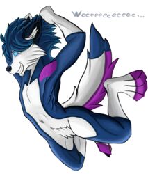  alpha_channel anthro black_nose blue_body blue_eyes blue_fur blue_hair canid canine digital_media_(artwork) drakk_art flying fox fur hair male mammal purple_paws simple_background smile solo swix transparent_background white_body white_fur 