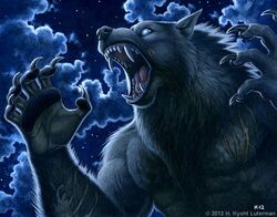  abs black_pawpads blue_eyes canid canine canis claw_marks claws fur glistening glistening_eyes grey_body grey_fur kyoht_luterman male mammal mythological_canine mythological_creature mythology night open_mouth outside pawpads roaring scar sharp_teeth solo teeth were werecanid werecanine werewolf wolf 