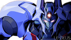  character_name glowing glowing_eyes le_deus looking_at_viewer makyou_gaiden_le_deus matayoshi_(nopple_1000) mecha no_humans pink_eyes portrait robot science_fiction solo straight-on super_robot white_background 