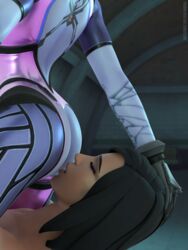    2girls 3d ass black_eyes black_hair blender bodysuit dark-skinned_female dark_skin female female_only head_grab high_resolution imminent_oral imminent_rimming king&#039;s_row_(map) multiple_girls overwatch pharah pharah-best-girl rimming rimming_female torn_bodysuit torn_clothes widowmaker yuri 