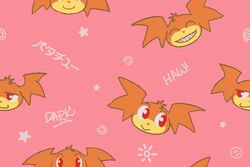 3:2 darkdoomer expressions fangs group hybrid japanese_text male patachu pink_background red_eyes simple_background star teeth tessellation text wallpaper