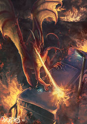 burning_building bus claws commercial_vehicle daloon destruction detailed_background dragon feral fire horn male membrane_(anatomy) membranous_wings mythological_creature mythological_scalie mythology nathradas outside public_transportation scalie scenery smoke solo tail teeth urban vehicle vehicle_for_hire wings yellow_eyes