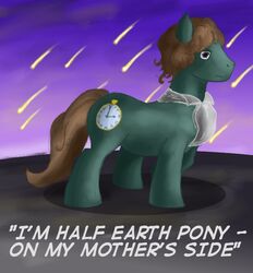 blue_eyes british_broadcasting_corporation brown_hair crossover doctor_who eighth_doctor english_text equid equine friendship_is_magic hair hasbro horse male mammal my_little_pony pony quadruped short_hair solo tail text the_doctor_(doctor_who) unknown_artist