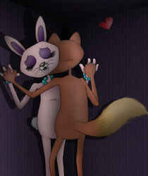 anthro ass bunny_(courage_the_cowardly_dog) cartoon_network courage_the_cowardly_dog domestic_cat duo felid feline felis female female/female heart_symbol kitty_(courage_the_cowardly_dog) lagomorph leporid mammal nude rabbit rear_view romantic romantic_couple simple_background stellasstar tail