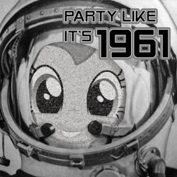 1960s 1:1 astronaut earth_pony equid equine female feral friendship_is_magic hasbro horse mammal my_little_pony pinkie_pie_(mlp) pony russian solo spacesuit unknown_artist yuri_gagarin