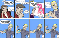 arm_support asking asking_another asking_if_serious balloon beard blonde_hair blue_eyes brown_eyes brown_hair cigar cigarette circled clothing comic conjoined_speech_bubble cutie_mark cutie_mark_on_arm dialogue digital_media_(artwork) duo earth_pony english_text equid equine facial_hair female friendship_is_magic fur hair hasbro hat headgear headwear horse human inflatable jewelry leaning_on_elbow male mammal meta muscular my_little_pony name_drop name_in_dialogue necklace photo pink_body pink_fur pink_hair pinkie_pie_(mlp) pony question questioning_tone sideburns smoking source_request species_in_dialogue speech_bubble tattoo text text_box text_emphasis unknown_artist vowelless vowelless_vocalization yes-no_question