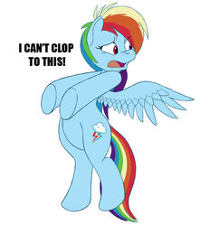 blue_body blue_feathers blue_fur cutie_mark english_text equid equine feathered_wings feathers female feral friendship_is_magic fur hair hasbro i_can&#039;t_fap_to_this mammal meme multicolored_hair multicolored_tail my_little_pony mythological_creature mythological_equine mythology pegasus rainbow rainbow_dash_(mlp) rainbow_hair rainbow_tail reaction_image red_eyes simple_background solo tail text unknown_artist white_background wings