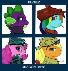 2d_(gorillaz) applejack_(mlp) blue_body blue_fur demon_days dragon earth_pony english_text equid equine female feral friendship_is_magic fur gorillaz group hair hasbro horse long_hair male mammal multicolored_hair murdoc_niccals my_little_pony mythological_creature mythological_scalie mythology noodle_(gorillaz) parody pink_body pink_fur pinkie_pie_(mlp) pony ponytail rainbow_dash_(mlp) rainbow_hair russel_(gorillaz) scalie simple_background spike_(mlp) text txlegionnaire white_background