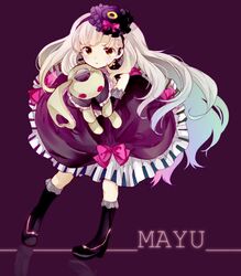  bad_id bad_pixiv_id blonde_hair character_name dress elbow_gloves female full_body gloves gothic_lolita gradient_hair hat lolita_fashion long_hair looking_at_viewer mayu_(vocaloid) multicolored_hair noki_(potekoro) solo stuffed_animal stuffed_rabbit stuffed_toy usano_mimi vocaloid yellow_eyes 