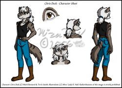 anthro biped brown_eyes bust_portrait chris_deck_(character) clothed clothing digital_media_(artwork) english_text full-length_portrait fully_clothed havoc_inc. lady_rumplestiltskin male model_sheet portrait smile solo standing tail text