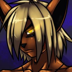 1:1 anthro anthrofied barrin84 eeveelution flareon generation_1_pokemon glowing glowing_eyes headshot_portrait icon leonembers looking_at_viewer male nintendo pokemon pokemon_(species) pokemorph portrait solo yellow_eyes