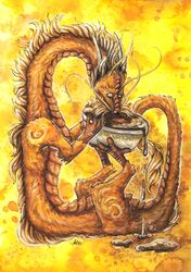 2012 ambiguous_gender asian_mythology beverage bowl container dragon drop east_asian_mythology eastern_dragon feral food horn kirsch mane mythological_creature mythological_scalie mythology scalie solo tail tea traditional_media_(artwork) whiskers