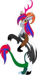 alpha_channel antlers blue_hair cdla chimera draconequus fan_character fangs female hair hasbro horn looking_at_viewer megaton multicolored_hair my_little_pony red_eyes red_hair simple_background solo tail tail_tuft teeth terrafirma transparent_background tuft two_tone_hair