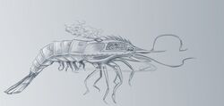 2012 alternative_fashion ambiguous_gender arthropod blue_and_white crustacean exhaust feral gear hi_res machine marine monochrome multi_leg multi_limb oonami prawn robot shrimp solo steampunk whiskers