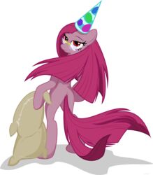 2012 absurd_res alpha_channel anthro anthrofied clothing earth_pony equid equine eyewear female friendship_is_magic glasses hasbro hat headgear headwear hi_res horse looking_at_viewer looking_back madame_le_floure_(mlp) mammal my_little_pony party_hat pinkamena_(mlp) pinkie_pie_(mlp) pony randomlywhimsical red_eyes simple_background solo tail transparent_background