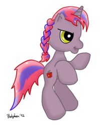 alpha_channel bakphoon blue_hair braided_hair cutie_mark detonator equid equine fan_character female feral grey_body hair hasbro horn mammal mlp_g3 multicolored_hair my_little_pony my_little_pony_(2009) mythological_creature mythological_equine mythology pre-g4 red_hair simple_background solo style_emulation tail terrafirma transparent_background two_tone_hair unicorn yellow_eyes