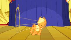 16:9 2d_animation adobe_animate_(artwork) animated applejack_(mlp) blonde_hair closed_eyes clothing cowboy_hat dancing digital_media_(artwork) earth_pony equid equine female feral freckles friendship_is_magic fur green_eyes hair hasbro hat headgear headwear horse lasso mammal motion_tweening my_little_pony orange_body orange_fur pony rope short_playtime smile solo unknown_artist widescreen